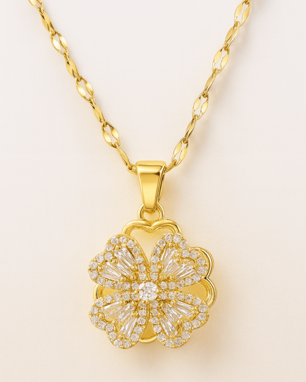 Spinning Four-Leaf Clover Necklace