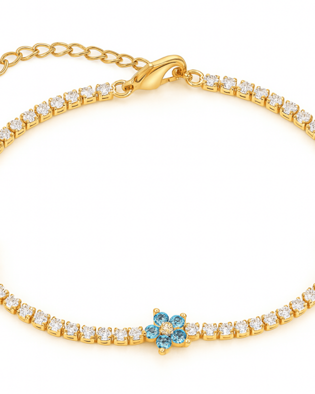 Blue Flower Tennis Bracelet